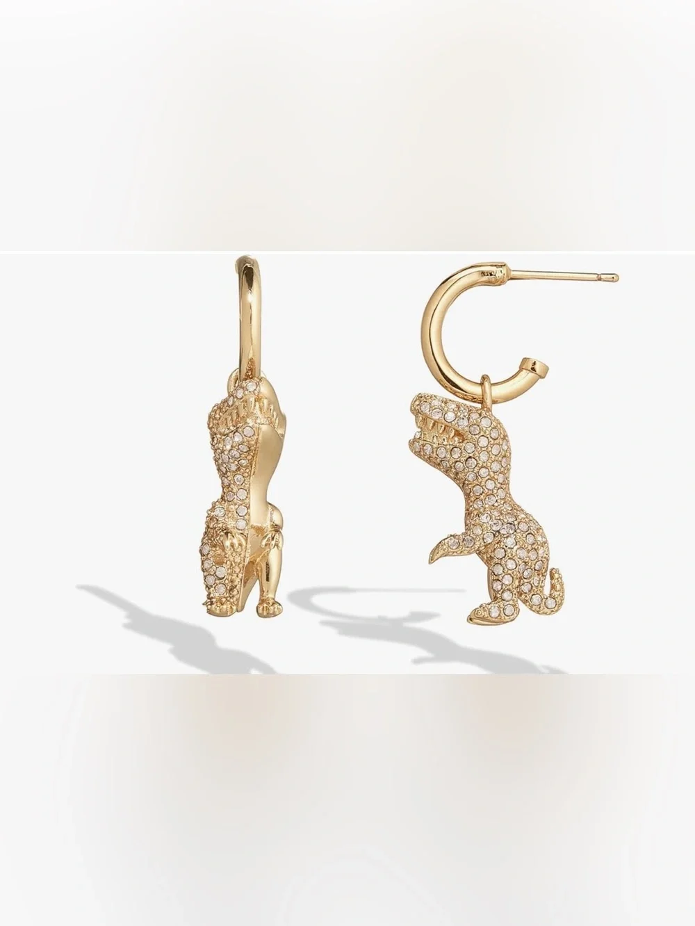 Coach Gold Pavé Rexy Charm Huggie Drop Earrings w/Dustbag NWT - Picture 4 of 8